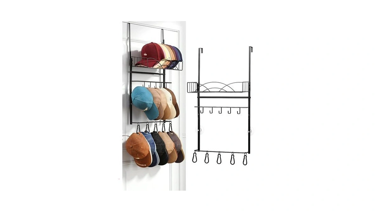 Snuvid Metal Over Door Hat Rack For Baseball Caps- 3