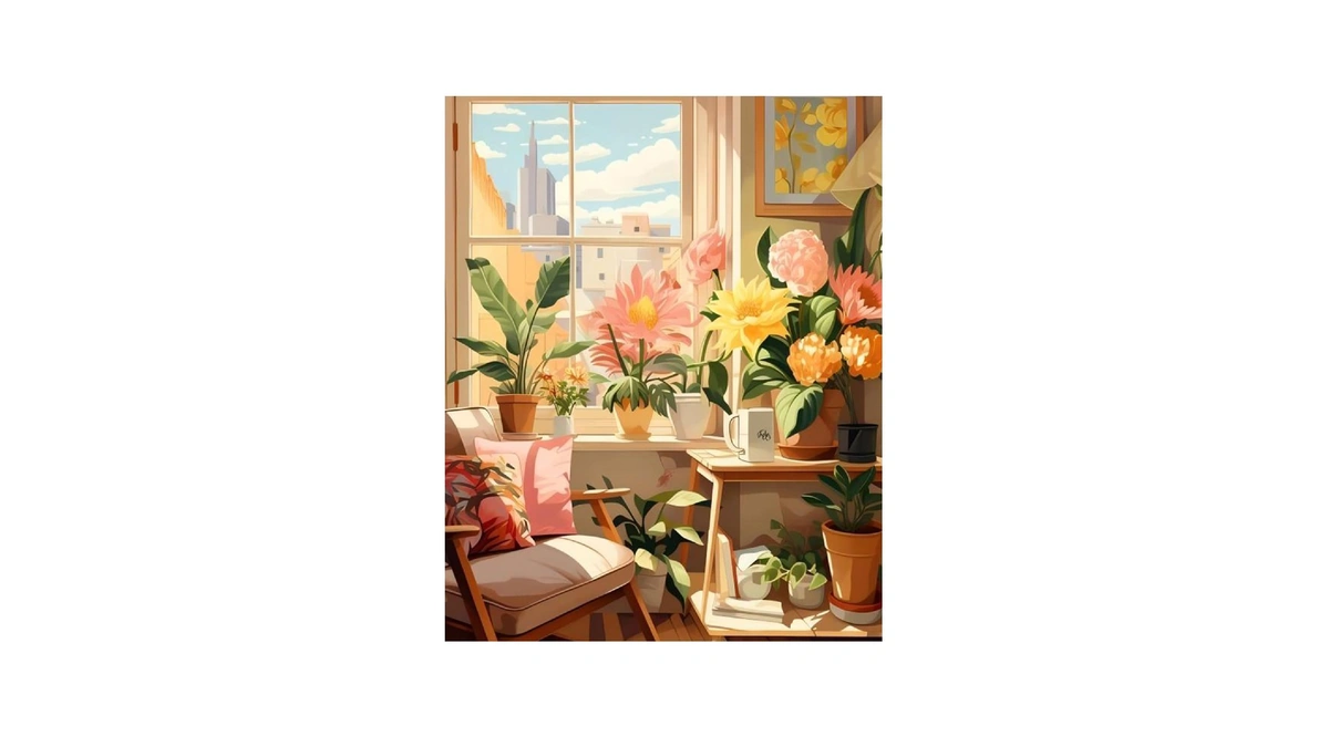 Reivworl Landscape Paint By Numbers Kit For Adults, Flowers Paint