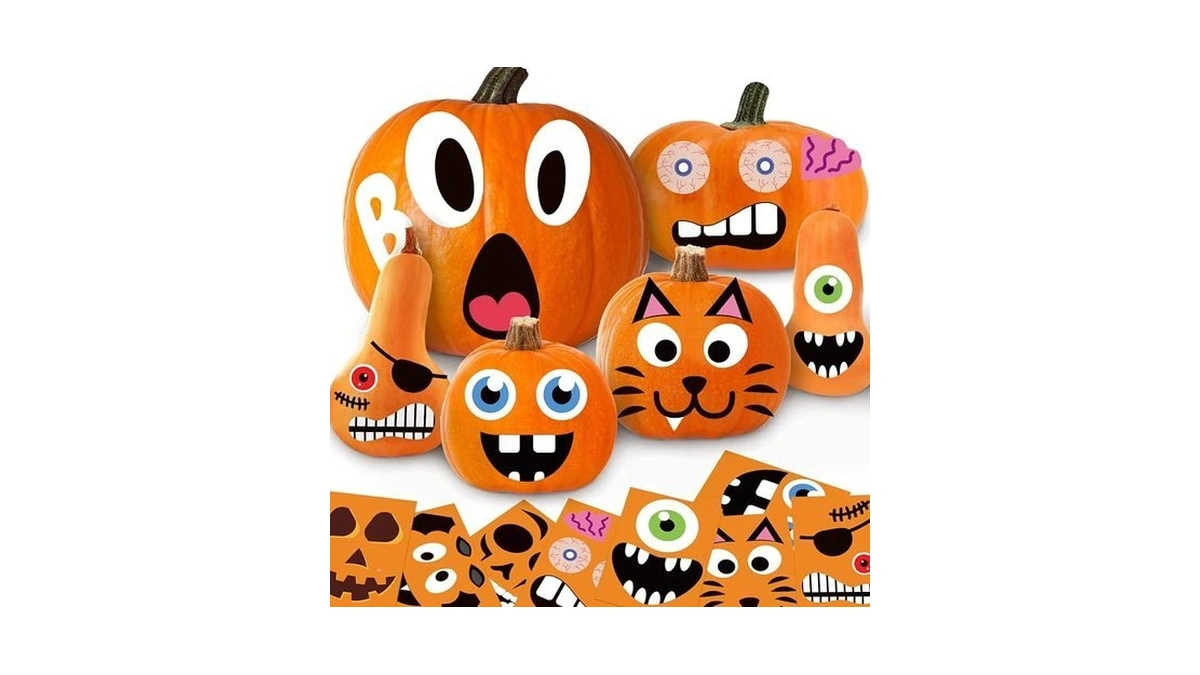 Happy Storm Pumpkin Stickers For Kids, 24 Sheets Jack O