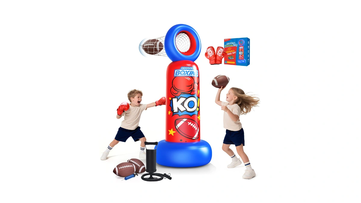 Odosola Inflatable Punching Bag For Kids, 2-in-1 Freestanding Boxing Bag