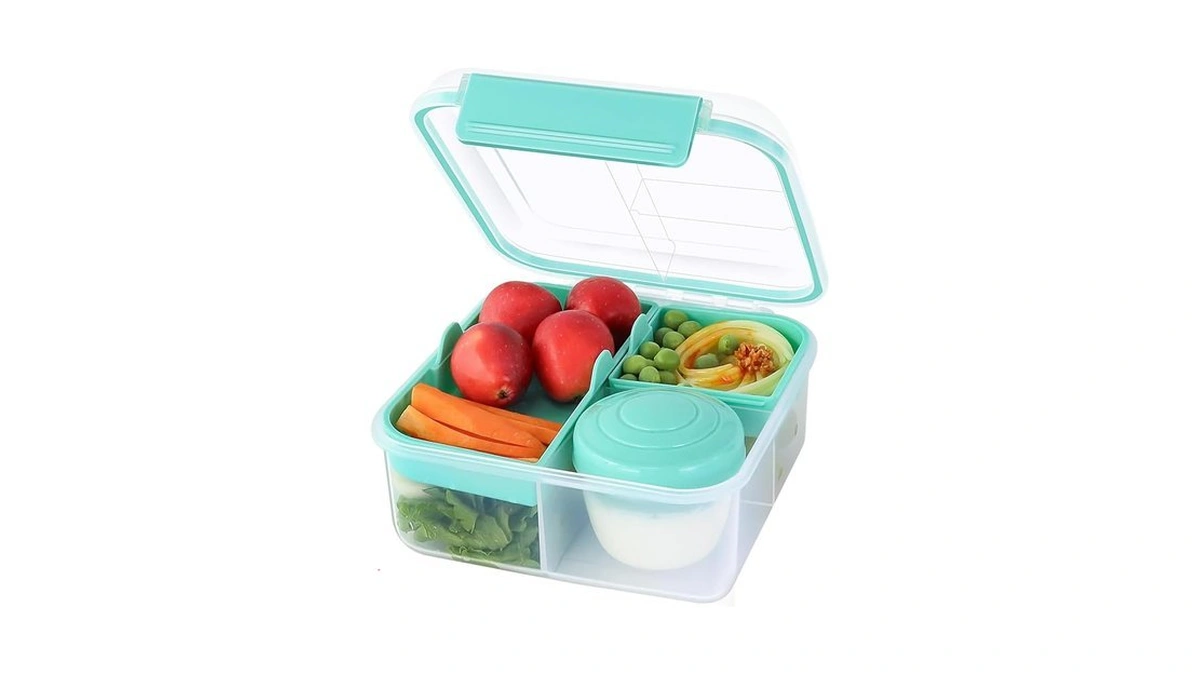 Kigi 42oz 3 Compartments Bento Box Meal Containers With 2