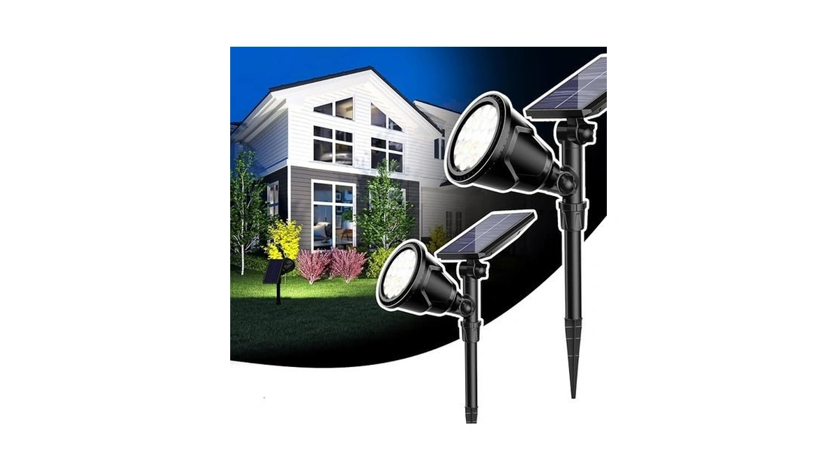 Roshwey Solar Spot Lights Outdoor - 600lm Spotlights Waterproof Outside