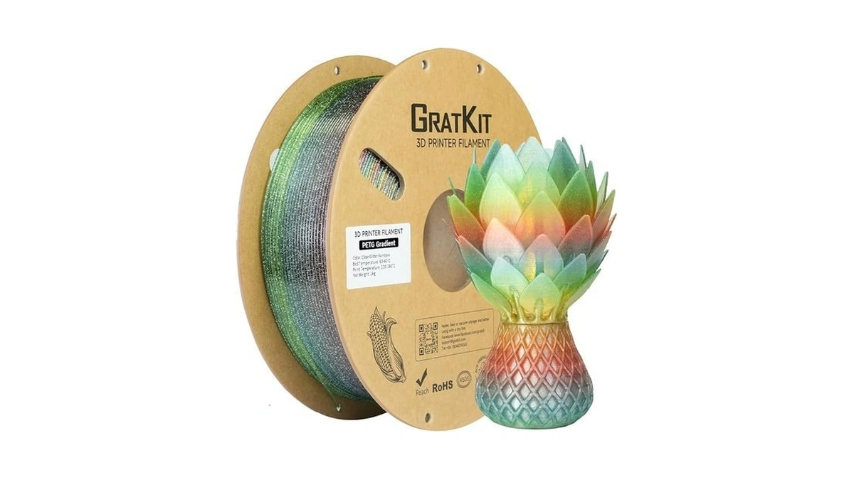 Gratkit Glitter Rainbow Petg, Color Change 3d Printer Filament 1.75mm,
