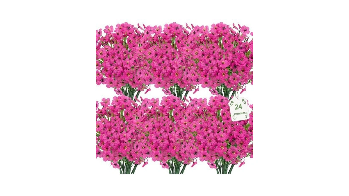 Roberly 24 Bundles Artificial Flowers For Outdoors Uv Resistant Silk