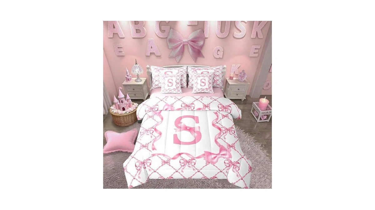 Erosebridal 7pcs Bow Girls Comforter Set With Sheets Initial S