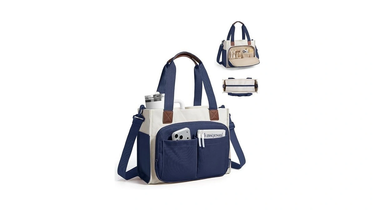 Bagsmart Canvas Tote Bag For Women, Work Tote Bag With