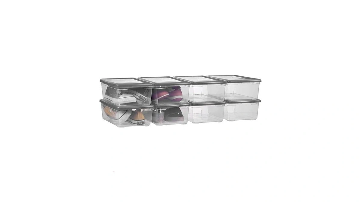 Naivees Plastic Shoe Boxes Clear Stackable Storage Bins With Lids