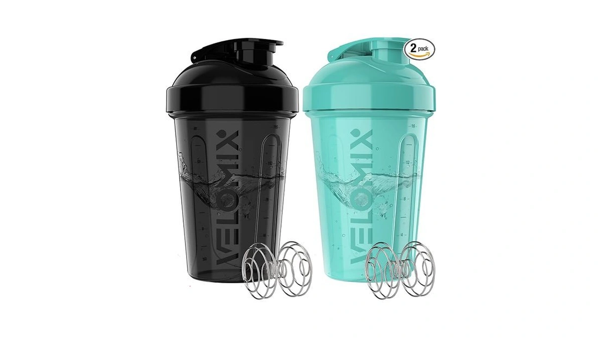 Velomix -2 Pack- 20 Oz Protein Shaker Bottles For Protein