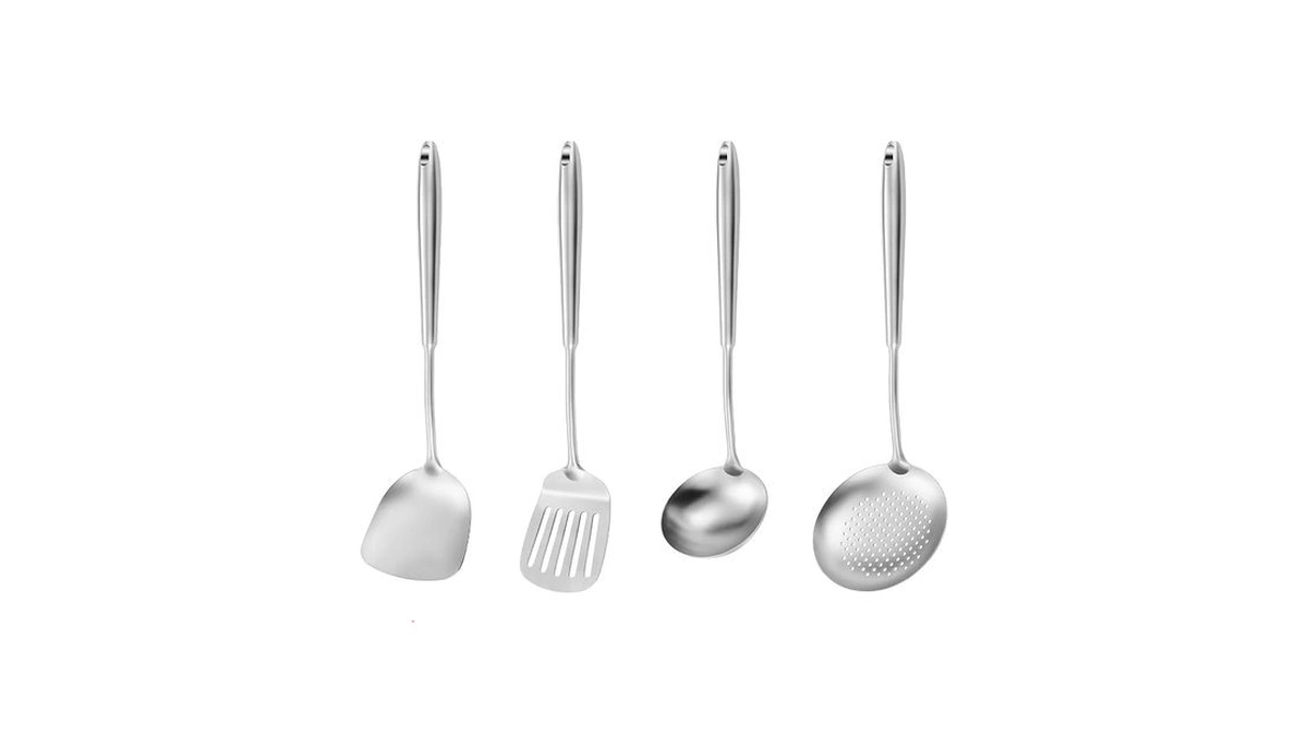 15" Wok Spatula And Ladle,skimmer Spoon, Slotted Turner Spatula,304 Stainlss