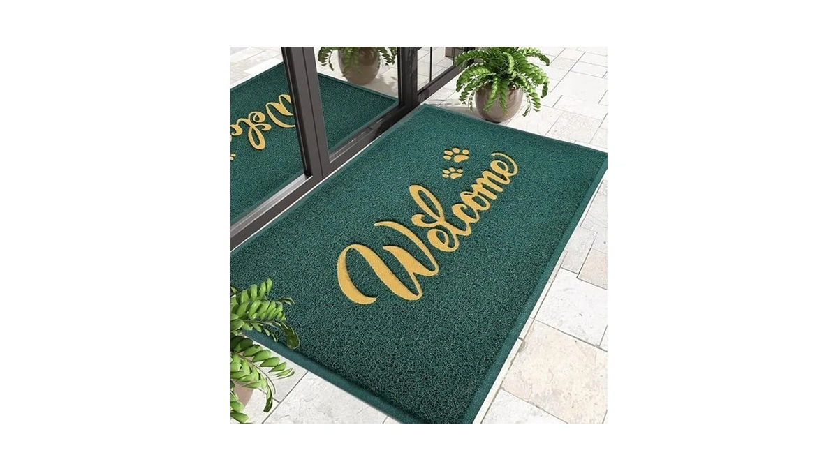 T.henv Welcome Mat Outdoor, 2' X 3' (rectangular), Green-gold, Waterproof,