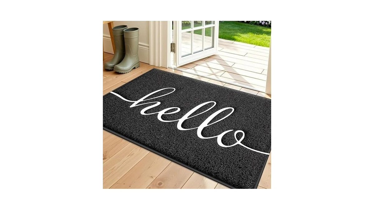 Beneathyourfeet Door Mat (30"x17.5",black), Welcome Mat Low Profile Front Doormat