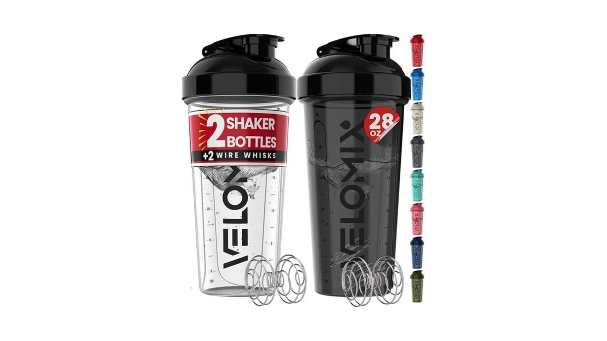 Velomix -2 Pack- 28 Oz Protein Shaker Bottles For Protein