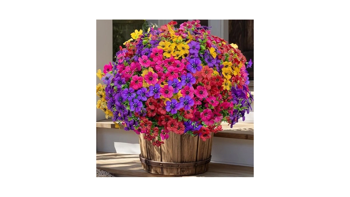 Axylex Artificial Flowers For Outdoors Fake Plants - 16 Bundles