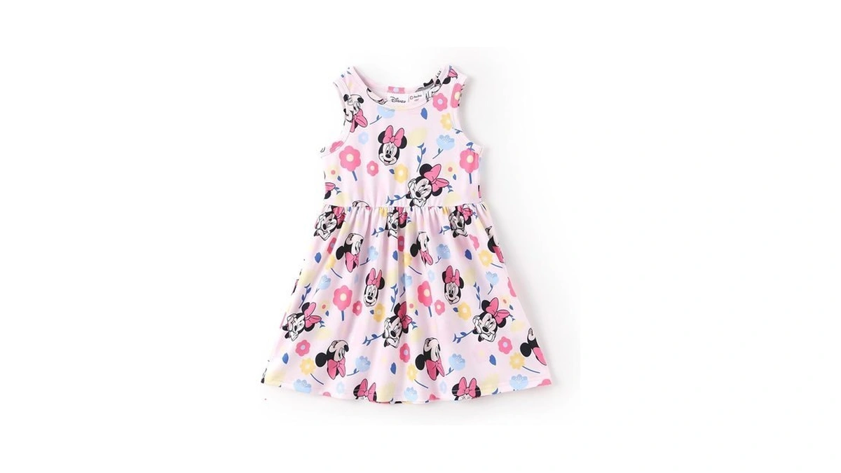 Disney Minnie Mouse Baby Girl Dress Pink Character Allover Print