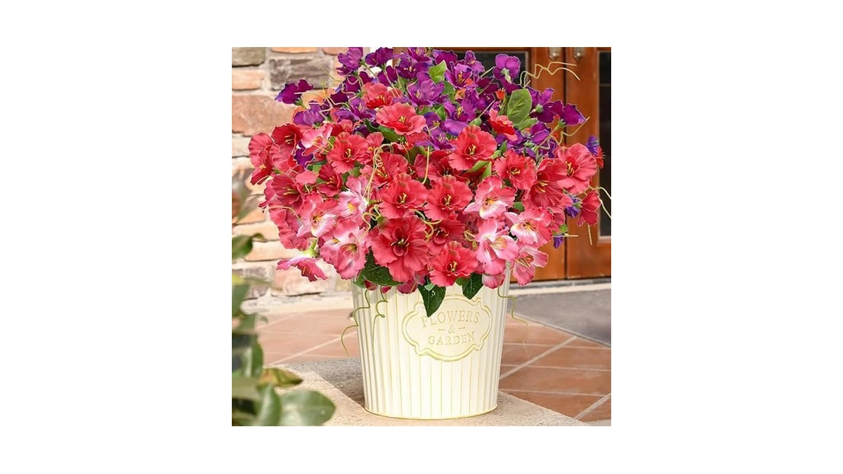 Lokediren Spring Artificial Flowers For Outdoors, Fake Silk Hibiscus Flowers