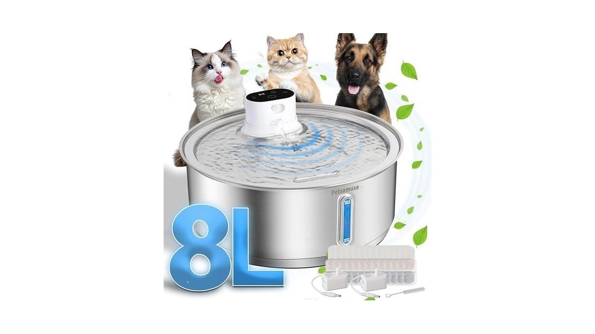 Wireless Dog Water Fountain, Petsamuse 5000mah Battery Operated Water Fountain