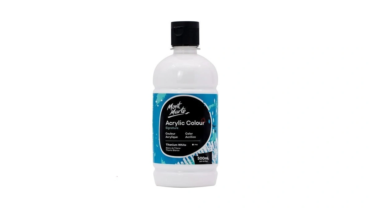 Mont Marte Signature Titanium White Acrylic Paint, 16.9oz (500ml), Semi-matte
