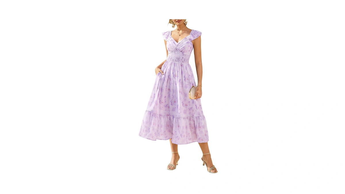 Grace Karin Women's Summer Floral Maxi Dress 2026 Ruffle Sleeve