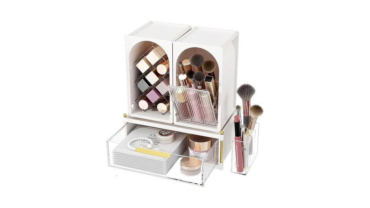 Followin Compact Makeup Organizer Set, Lipstick Holder With Grid,makeup Brush