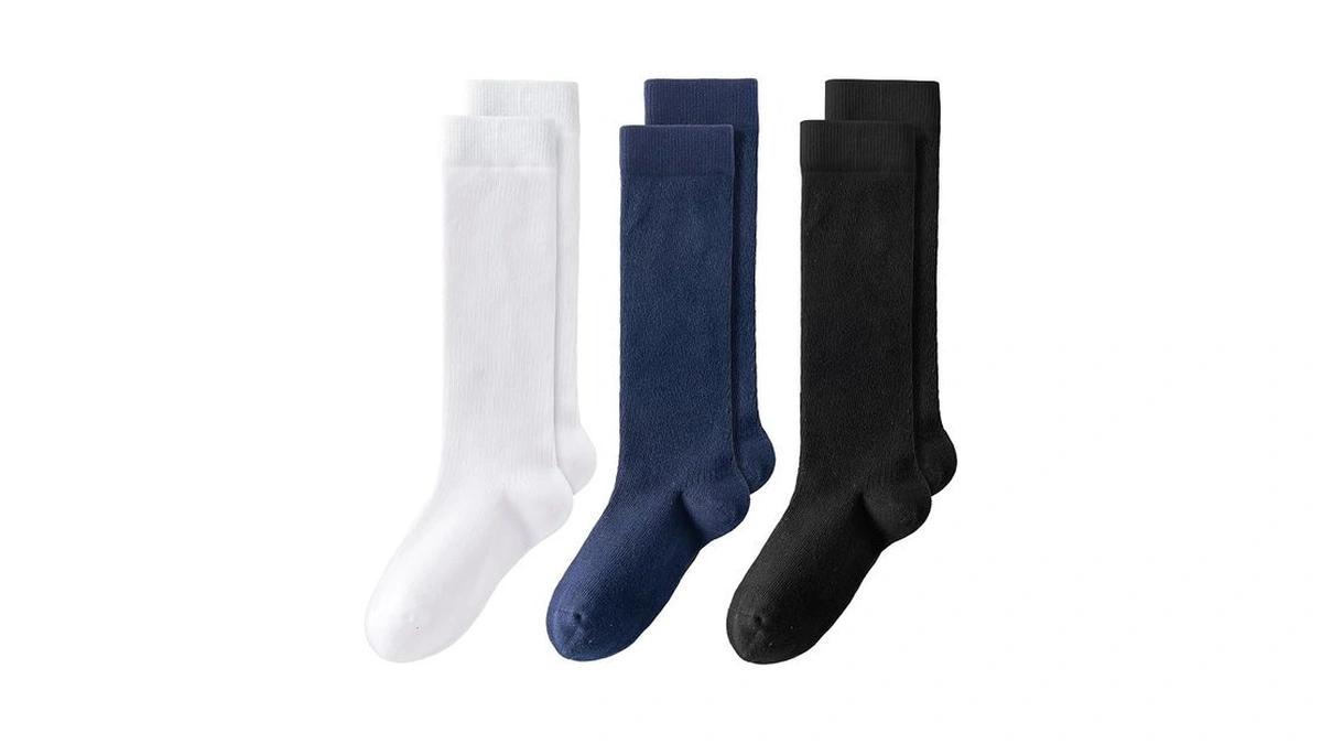 3 Pairs Girls Knee High Socks School Uniform Daily Wear