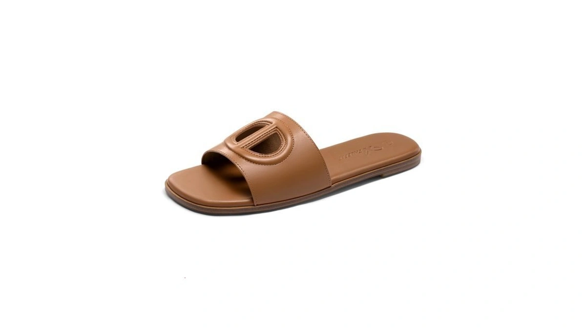 Athlefit Women's Flat Sandals Square Open Toe Comfortable Slip On