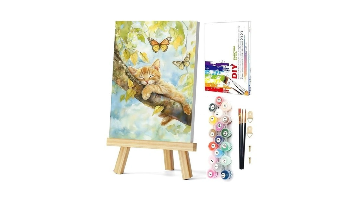 Gemozaic Cat Paint By Numbers Kit For Adults With Frame