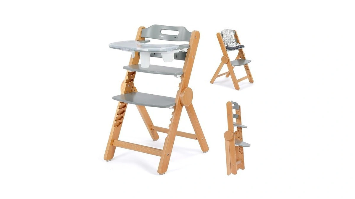 Ezebaby Wooden High Chair Grow With Your Child, Foldable Baby