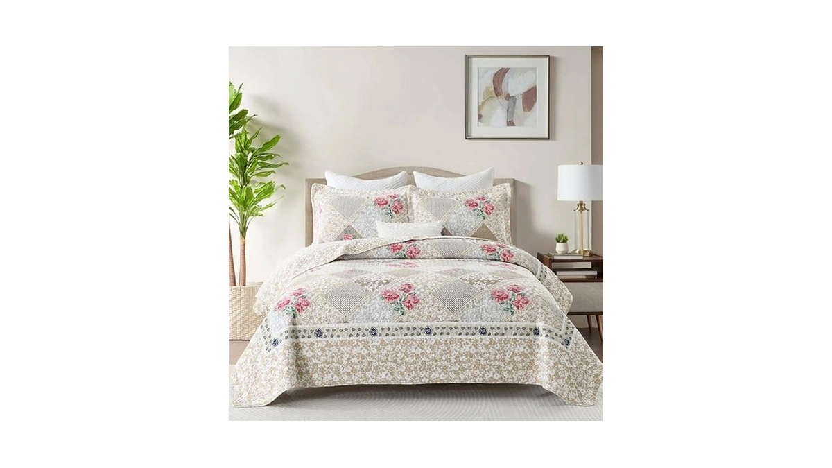 Finestichery 100% Cotton Oversized Quilt Bedspread 120"x102", Lightweight Queen Bedspreads
