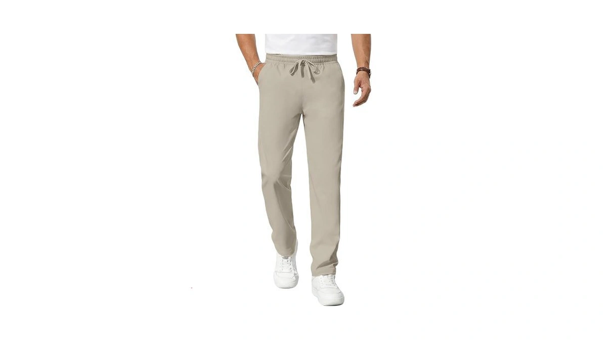 Incerun Mens Casual Pants Dress Chino Pants Drawstring Stretch Waist