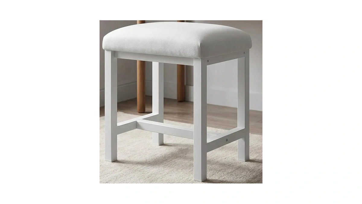 Kai-road Small Vanity Stool, Cute Vanity Stools With Cushion, White