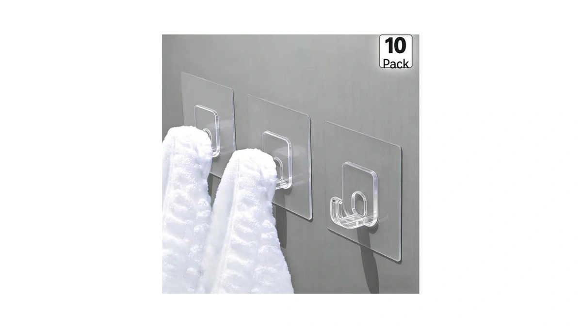 10 Pack Invisible Adhesive Hooks For Hanging Heavy Duty, Waterproof