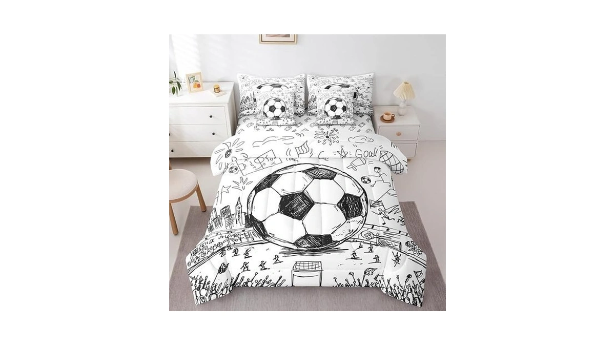 Erosebridal 7 Piece Boys Soccer Twin Comforter Set With Sheets