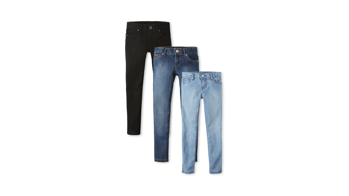 The Children's Place Girls Super Skinny Jeans, Black Wash/lt Indigo/victory