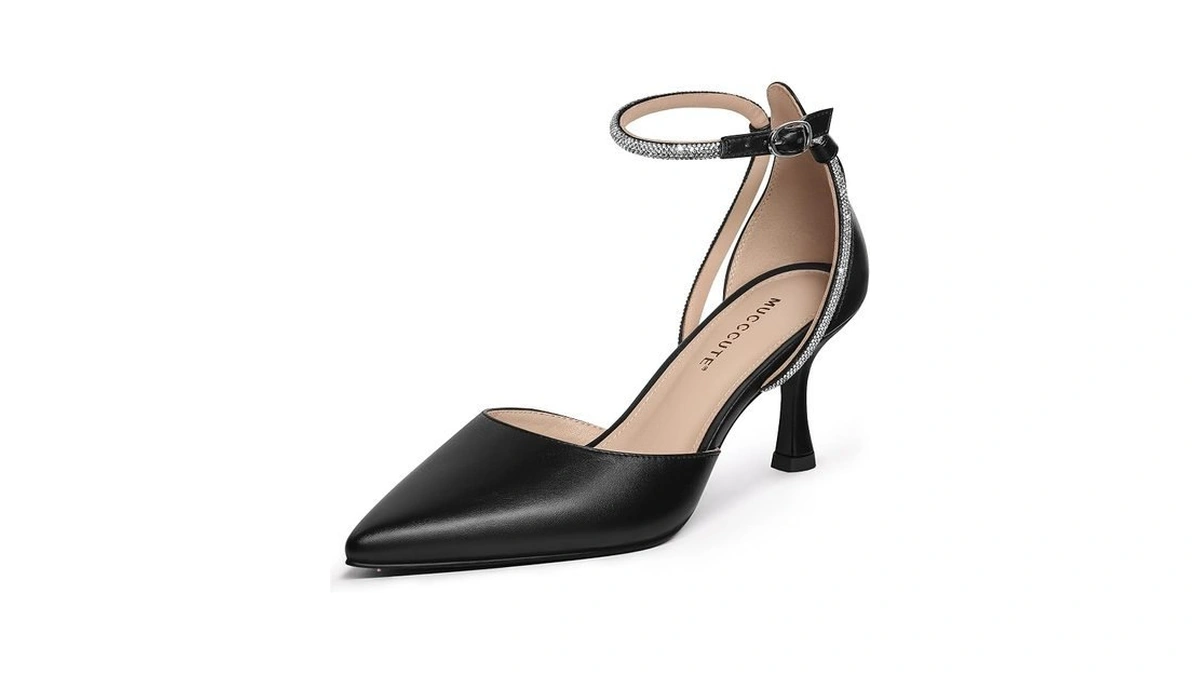 Mucccute Black Closed Toe Kitten Heels For Women - Pointed