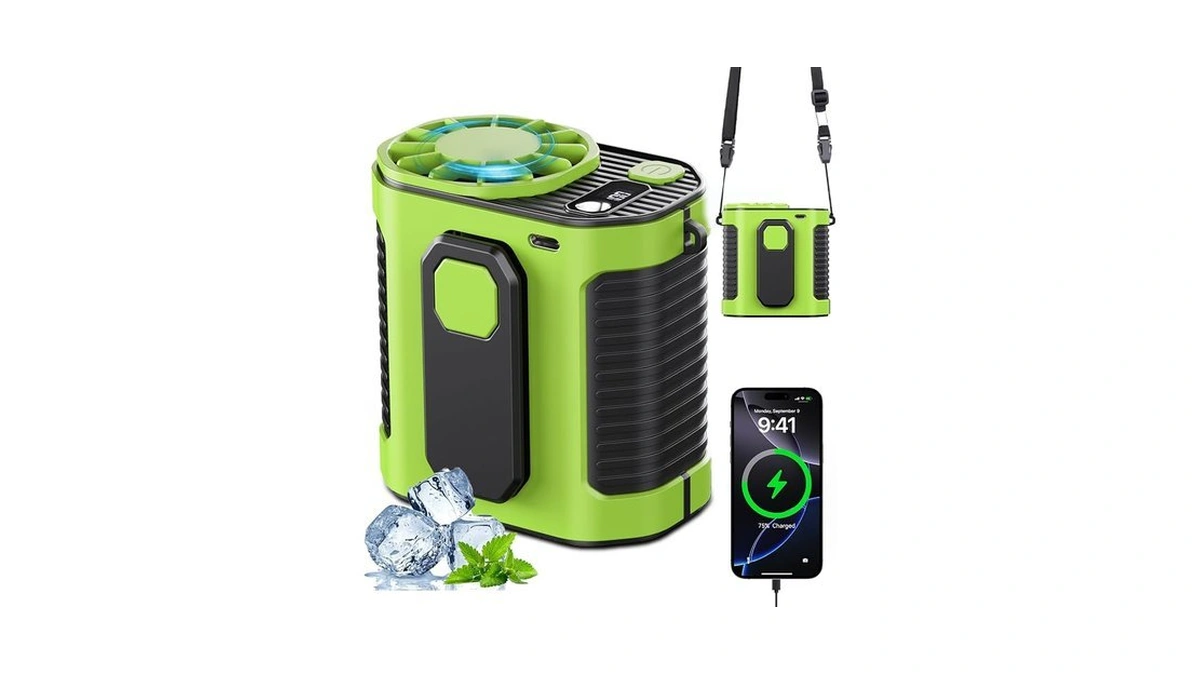Portable Waist Fan, 10-speed Rechargeable Body Fan With Led Light,