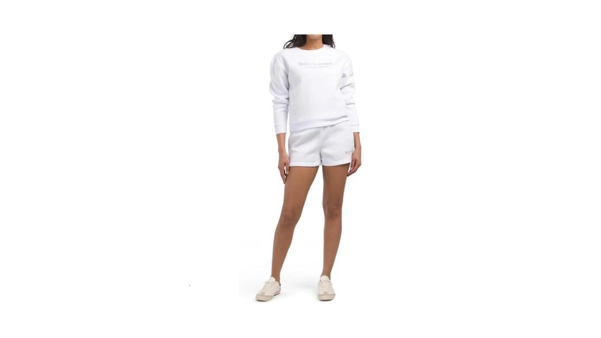 Juicy Couture Women's Sweatshirt And Shorts Set (bleached White, X-large)