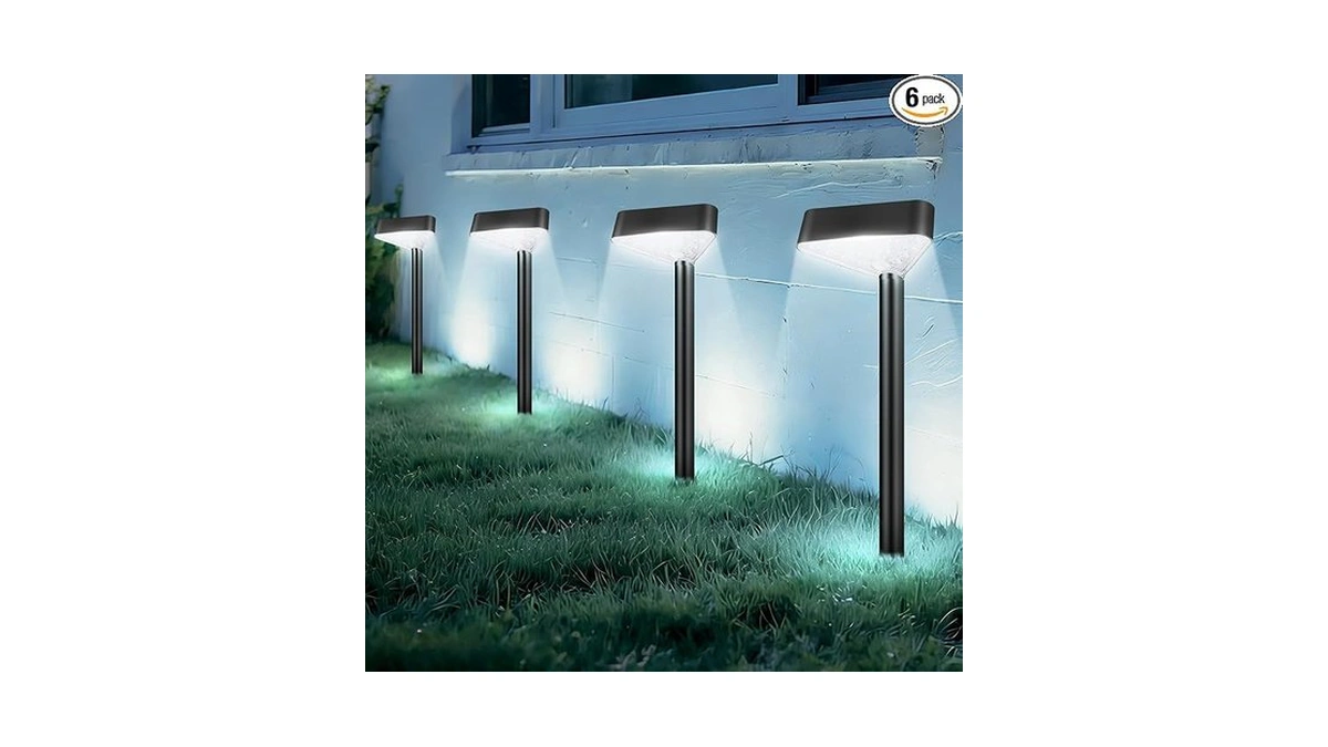 Fashlits 6 Pack Solar Pathway Lights Outdoor, Bright Led Solar
