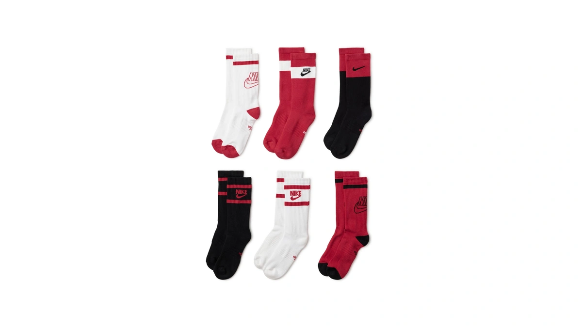 Nike Unisex Kids Everyday Cushioned Crew Socks (6 Pairs), White/black/university