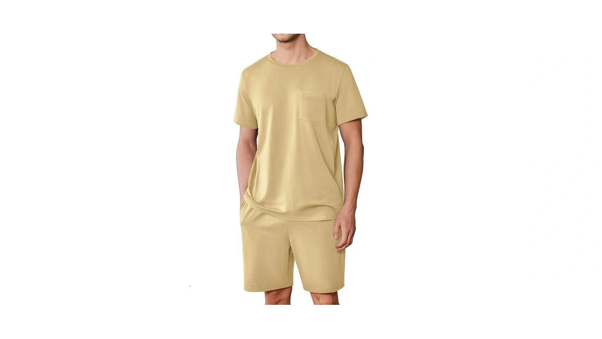 Ekouaer Mens Pajamas Set Cotton Short Sleeve Sleepwear 2 Piece