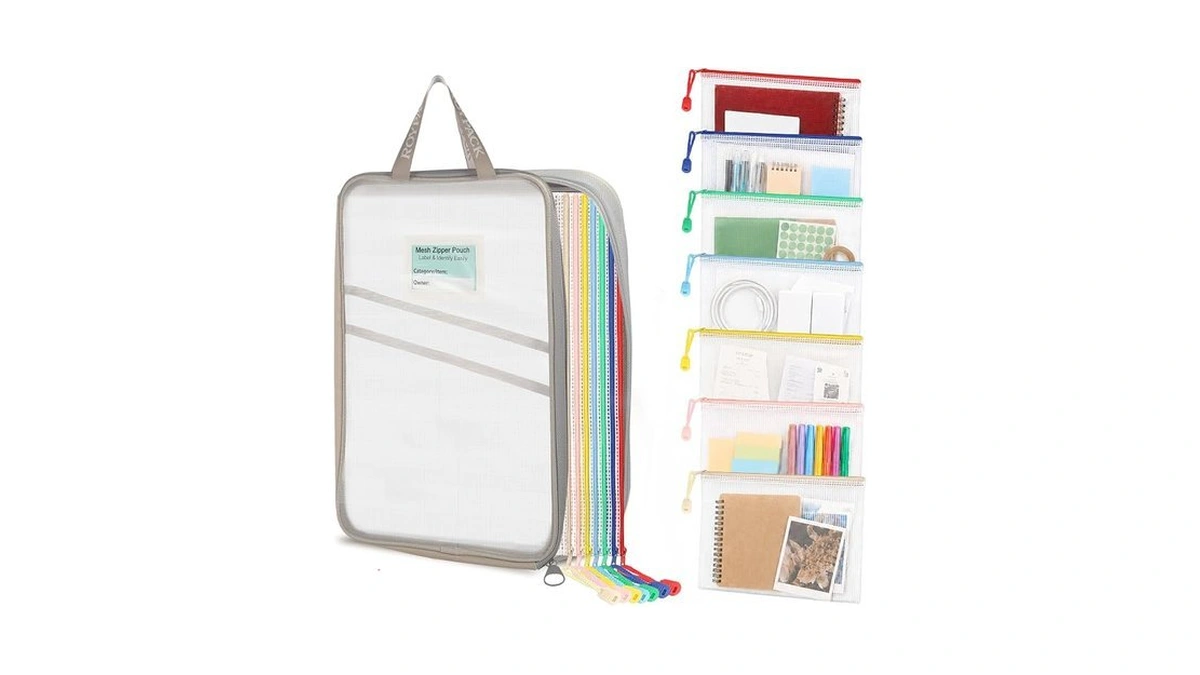 Roypack 7 Pack Pvc Mesh Zipper Pouch Set With 1