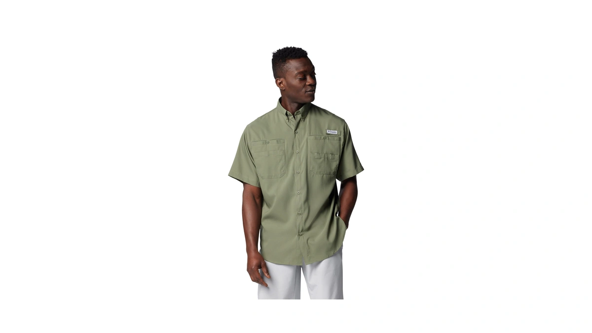 Columbia Mens Pfg Tamiami Ii Short Sleeve Fishing Shirt, Cypress,
