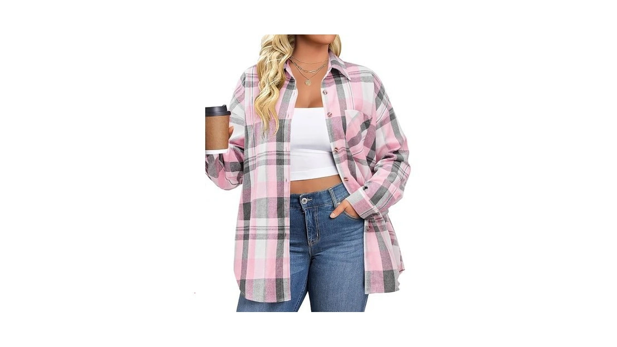 In'voland Flannel Shirt Women Button Down Casual Long Sleeve Plaid
