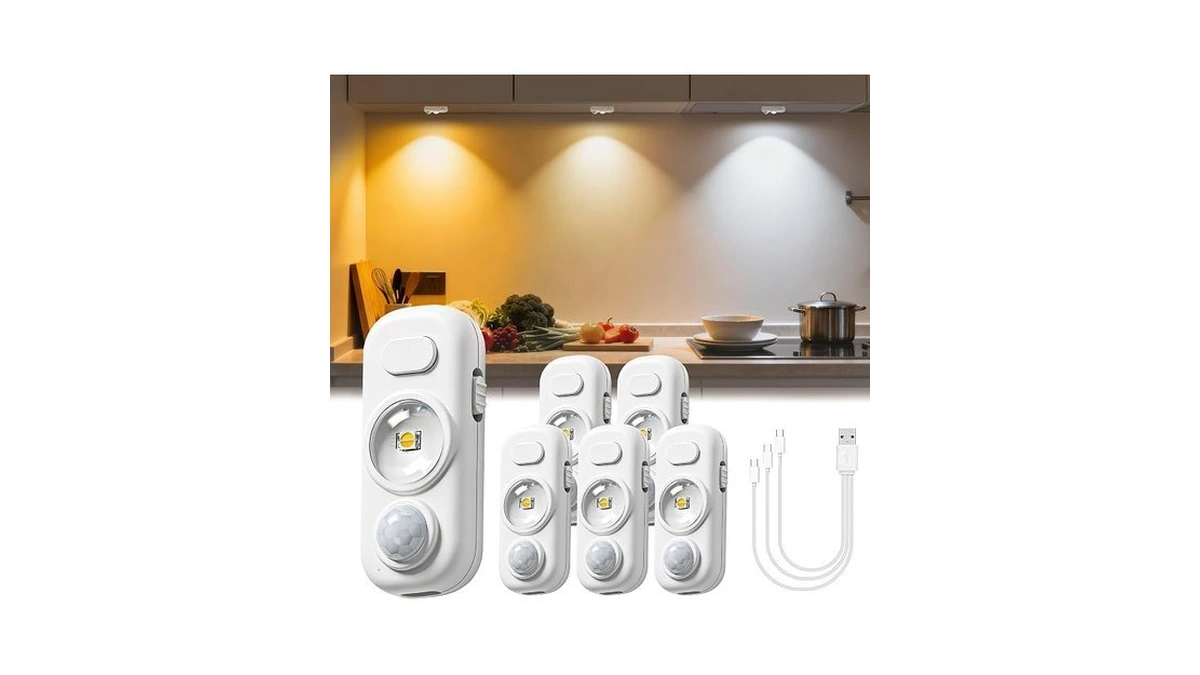 Lohas 6-pack Mini Rechargeable Motion Sensor Led Puck Lights, Stick-on