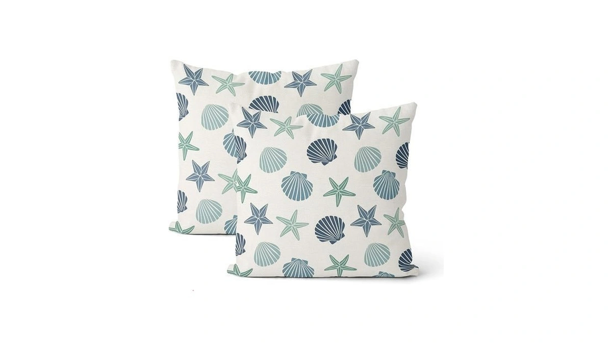 Gloteery Coastal Throw Pillow Covers 18x18 Inch 2 Pcs Blue