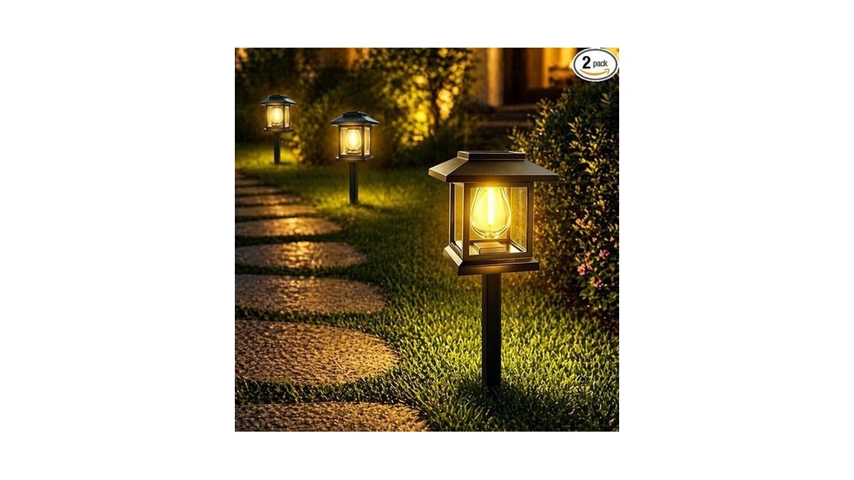 Bensack 2-pack Solar Pathway Lights - High-efficiency Polycrystalline Panels For