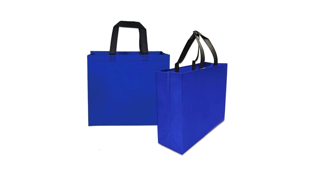 Huichuan 12 Pack Blue Gift Bags With Handles, Reusable Tote