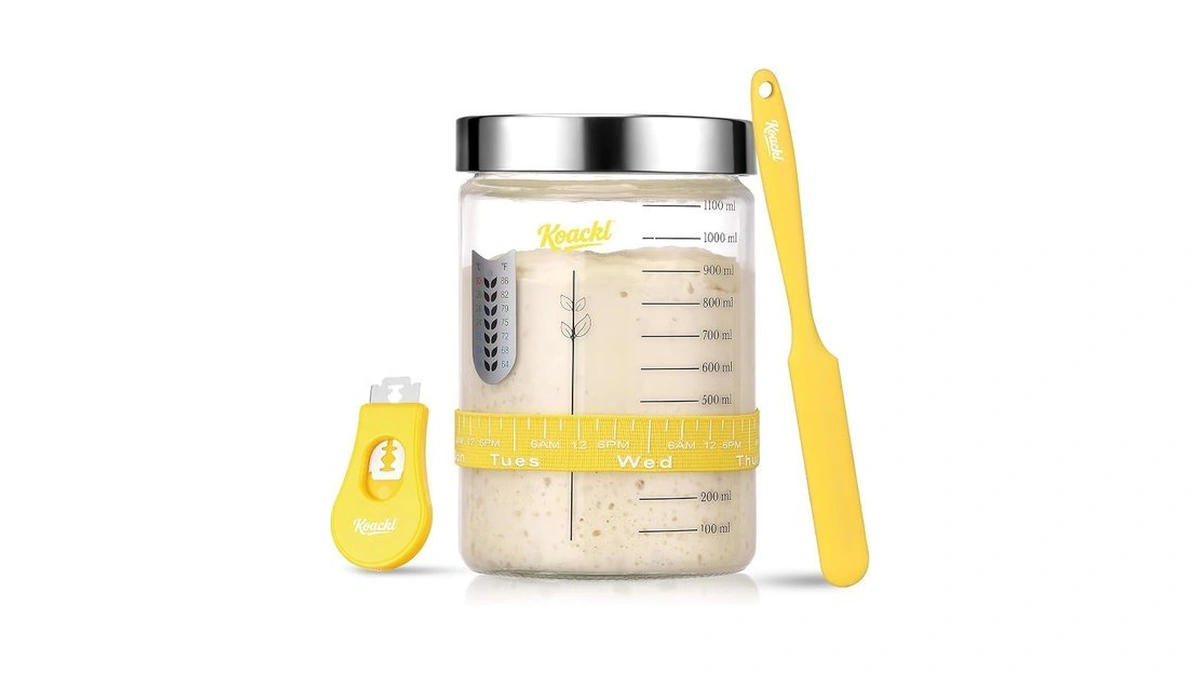 Koackl Sourdough Starter Jar, 40oz Sourdough Starter Kit With Magnetic