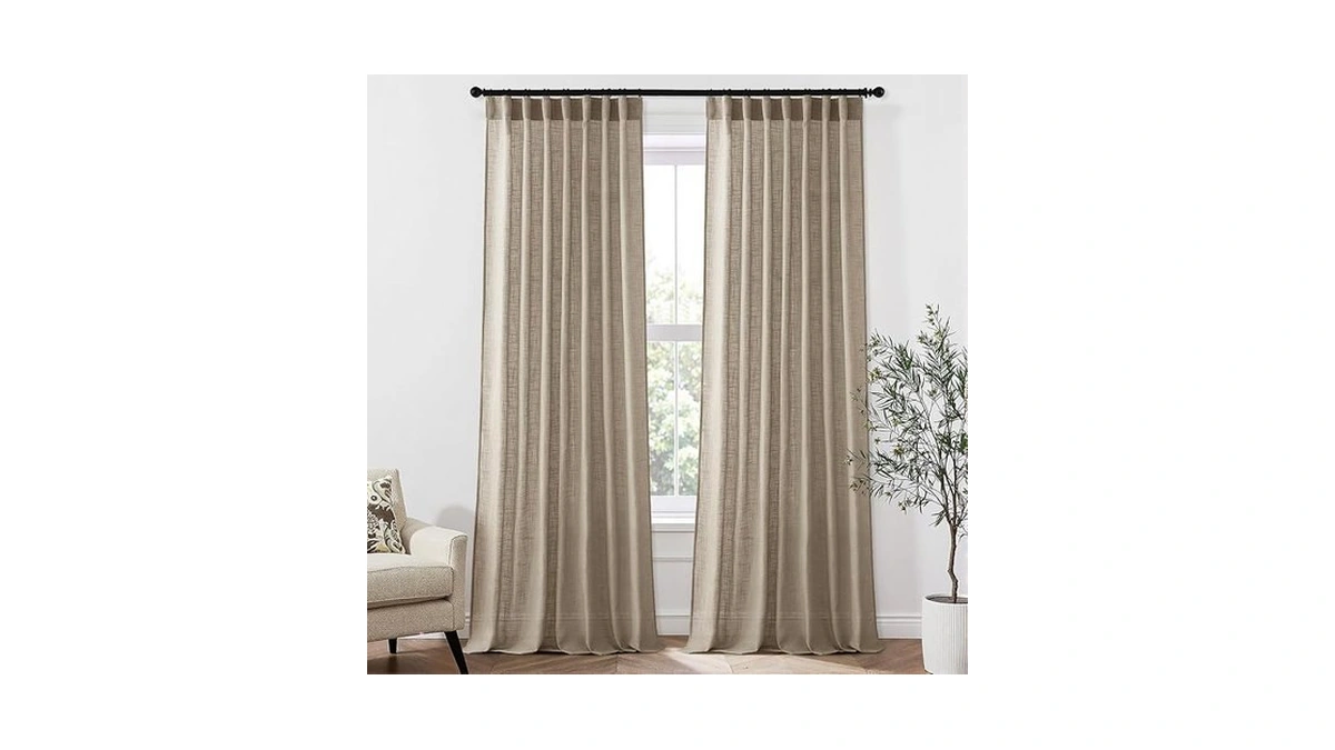 Miulee Taupe Linen Curtains 108 Inch Length 2 Panels For