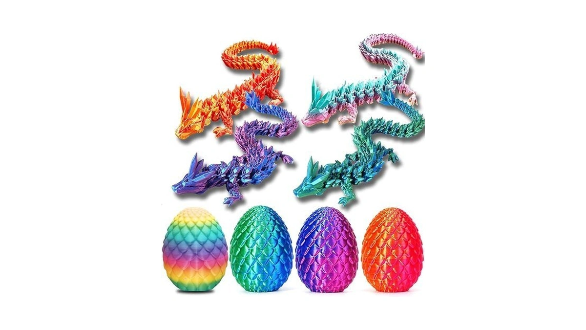 Qxbuhe 4pcs 3d Printed Dragon Egg ,3d Dragon Flexible Joints