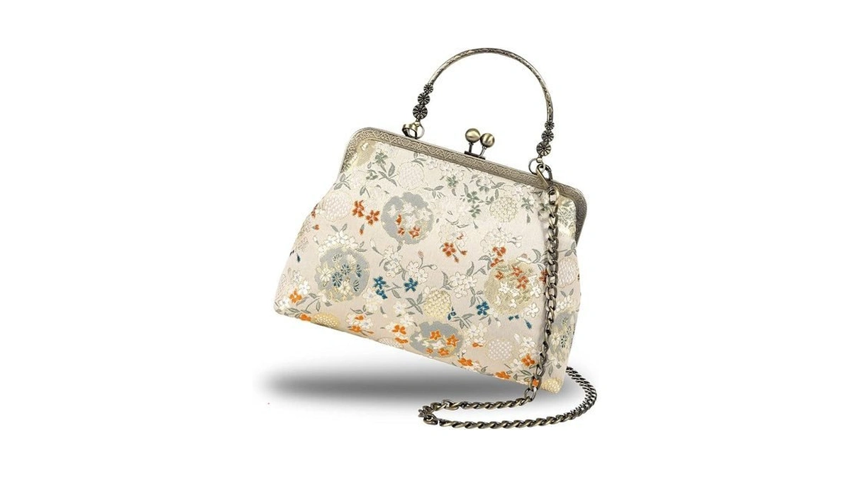 Floral Top-handle Handbag, Kiss Lock Evening Bag For Women, Vintage